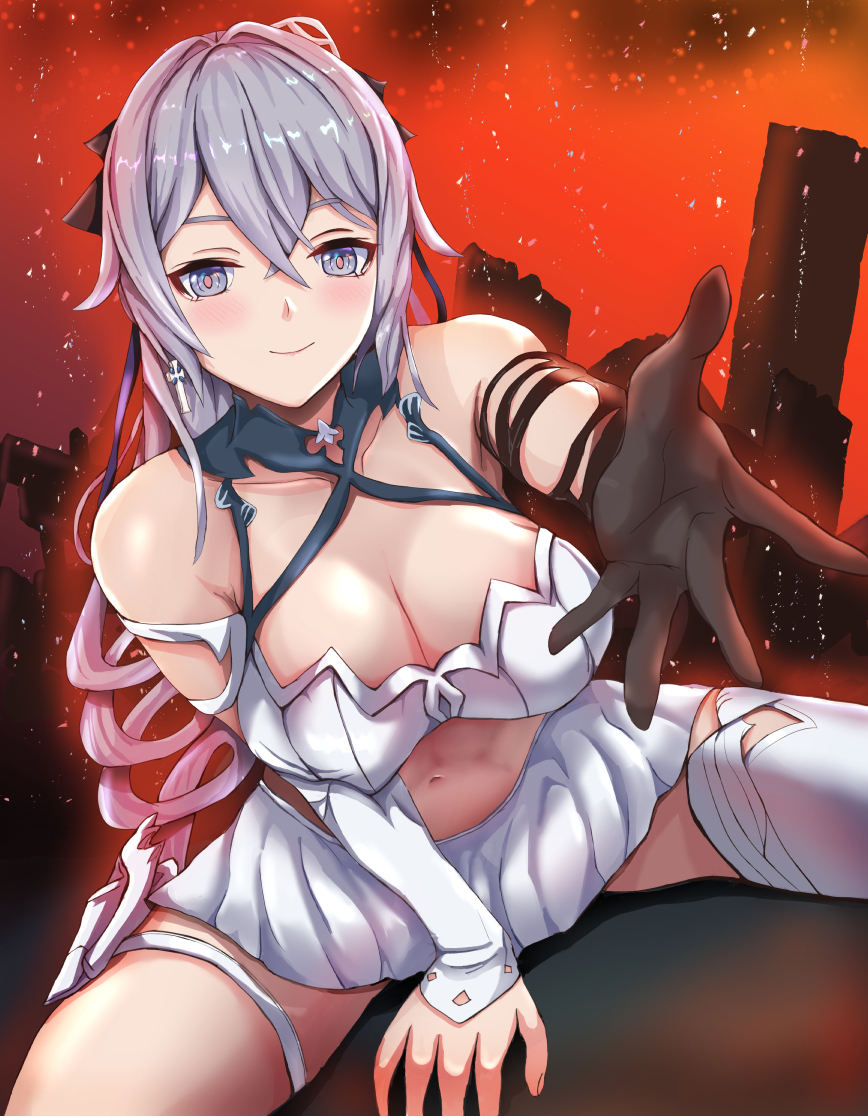 This is a pixiv picture whose title is 崩壊の世界で見つけた女神.