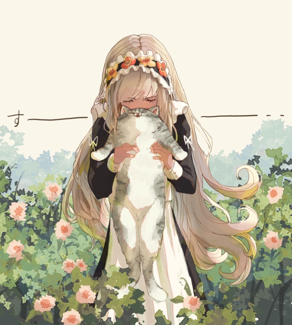 This is a pixiv picture whose title is 猫吸いメイド.