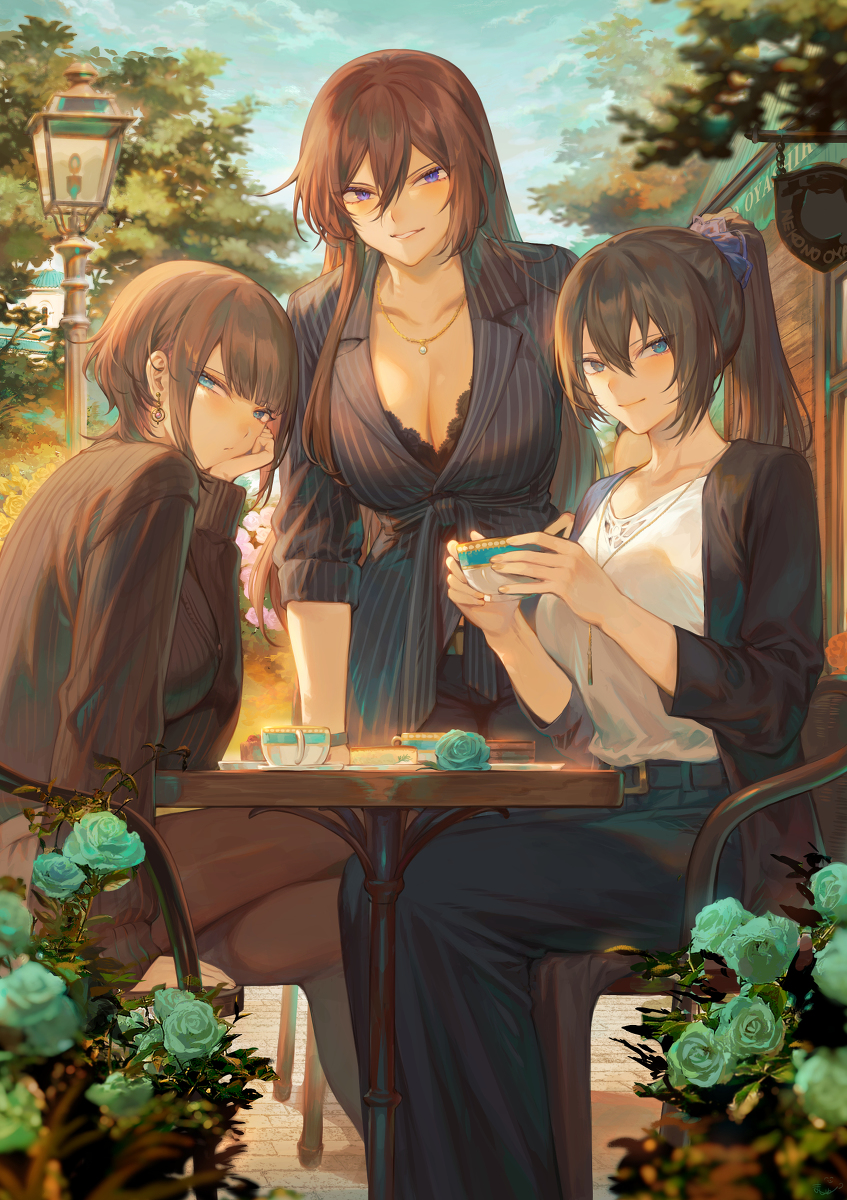 This is a pixiv picture whose title is 姉妹で仲良くティータイム.