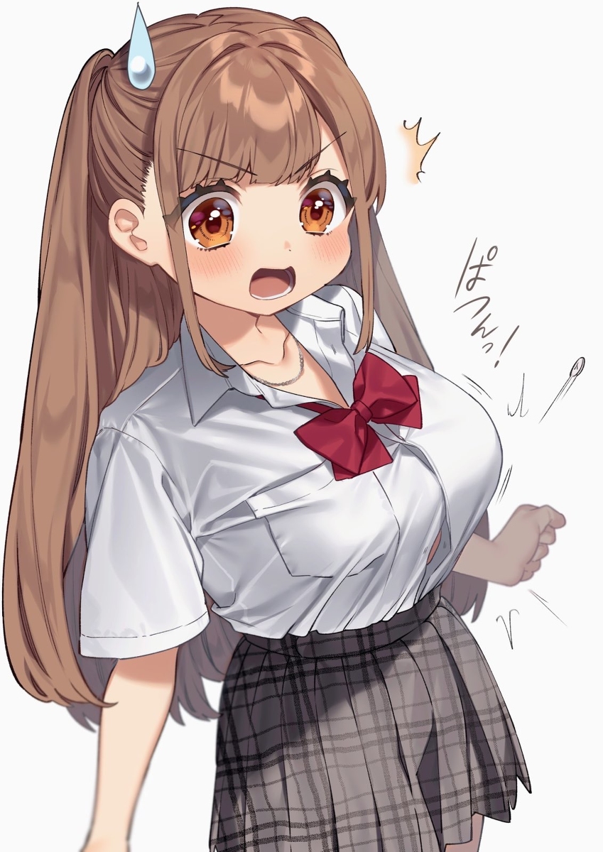 This is a pixiv picture whose title is 巨乳の苦悩.
