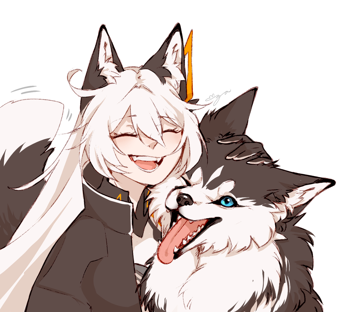 This is a pixiv picture whose title is just two huskies.
