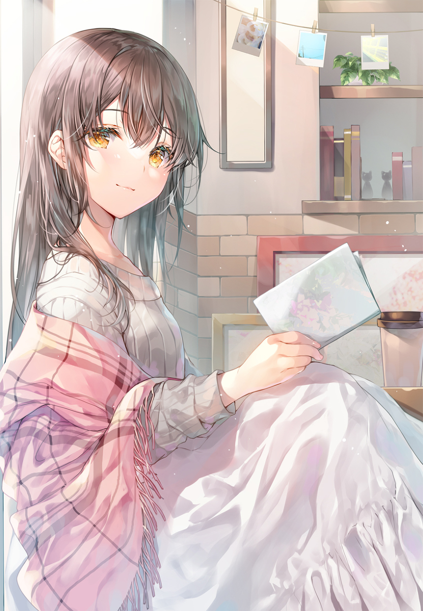 This is a pixiv picture whose title is 窓際の少女.