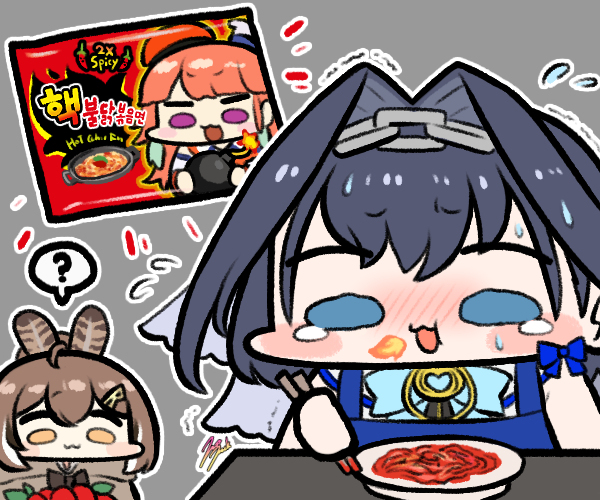This is a pixiv picture whose title is 2x spicy hek buldak noodles.