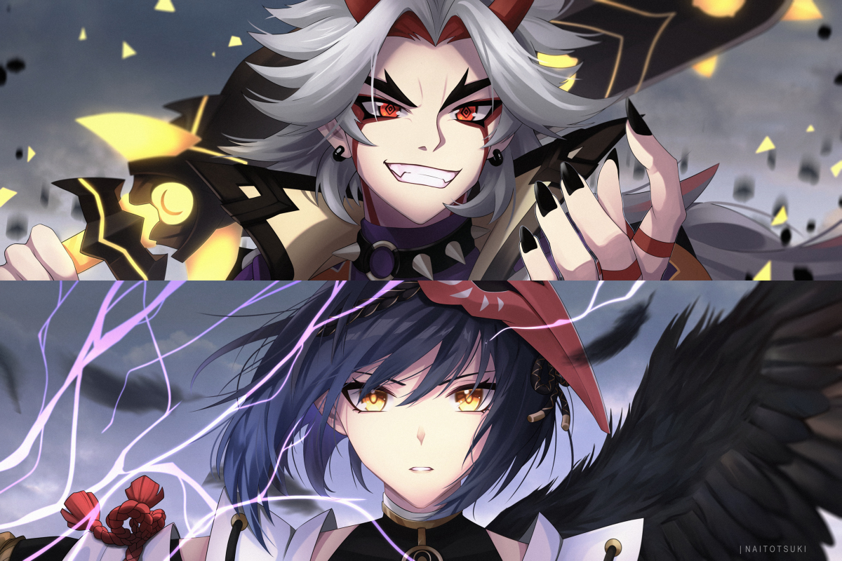 This is a pixiv picture whose title is REMATCH: ONI VS TENGU.