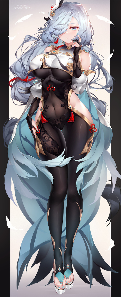 This is a pixiv picture whose title is 申鹤全身.