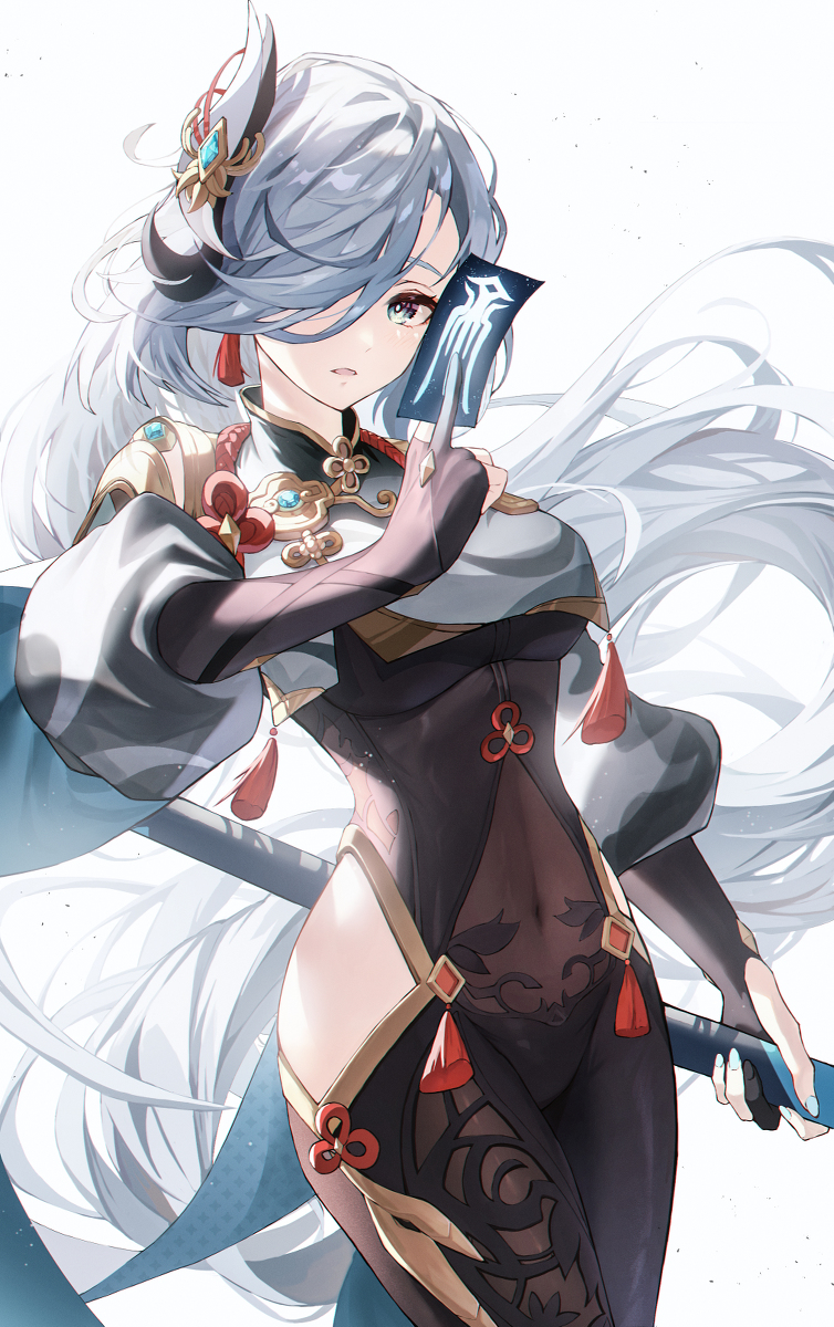 This is a pixiv picture whose title is 申鶴.