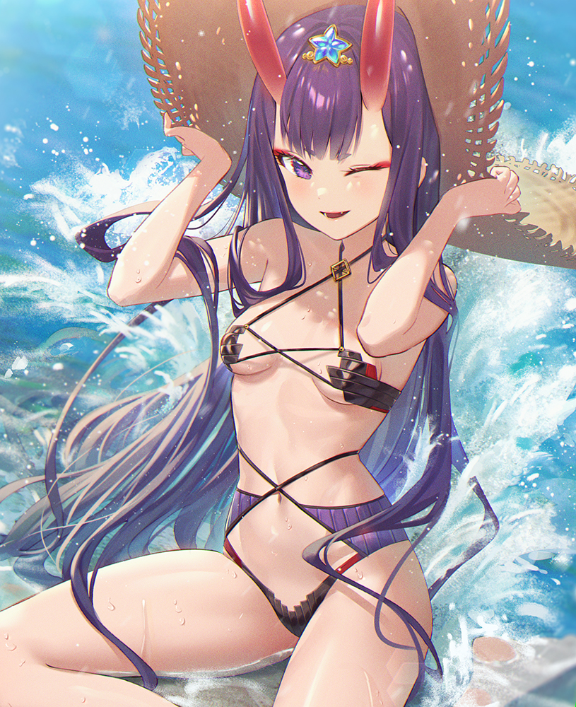 This is a pixiv picture whose title is 酒呑童子BIKINI.