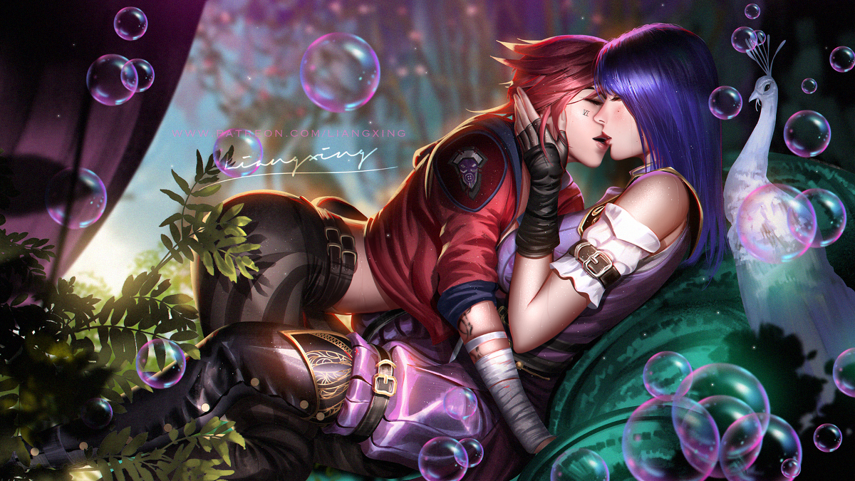 This is a pixiv picture whose title is Vi X Caitlyn.