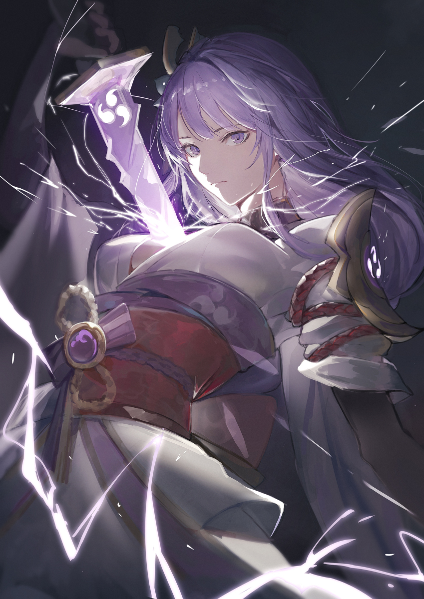 This is a pixiv picture whose title is 雷電将軍.