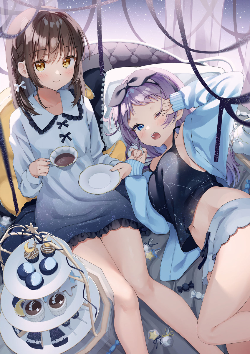 This is a pixiv picture whose title is おやすみティータイム.