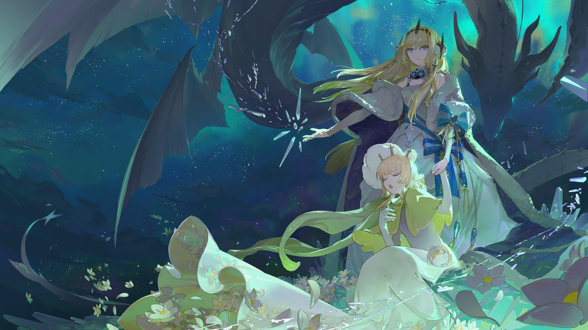 This is a pixiv picture whose title is 【仕事絵】白夜極光半周年イラスト.