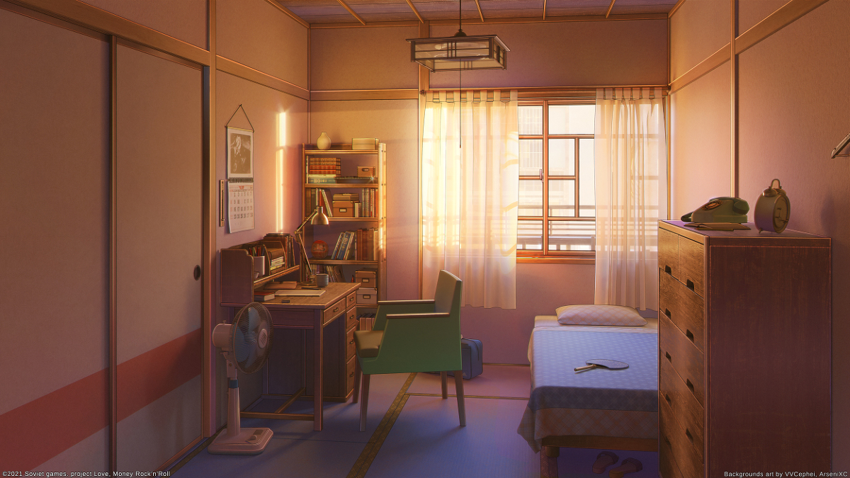 This is a pixiv picture whose title is 部屋 日没.