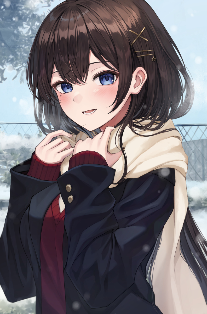 This is a pixiv picture whose title is 冬の吐息とJK.