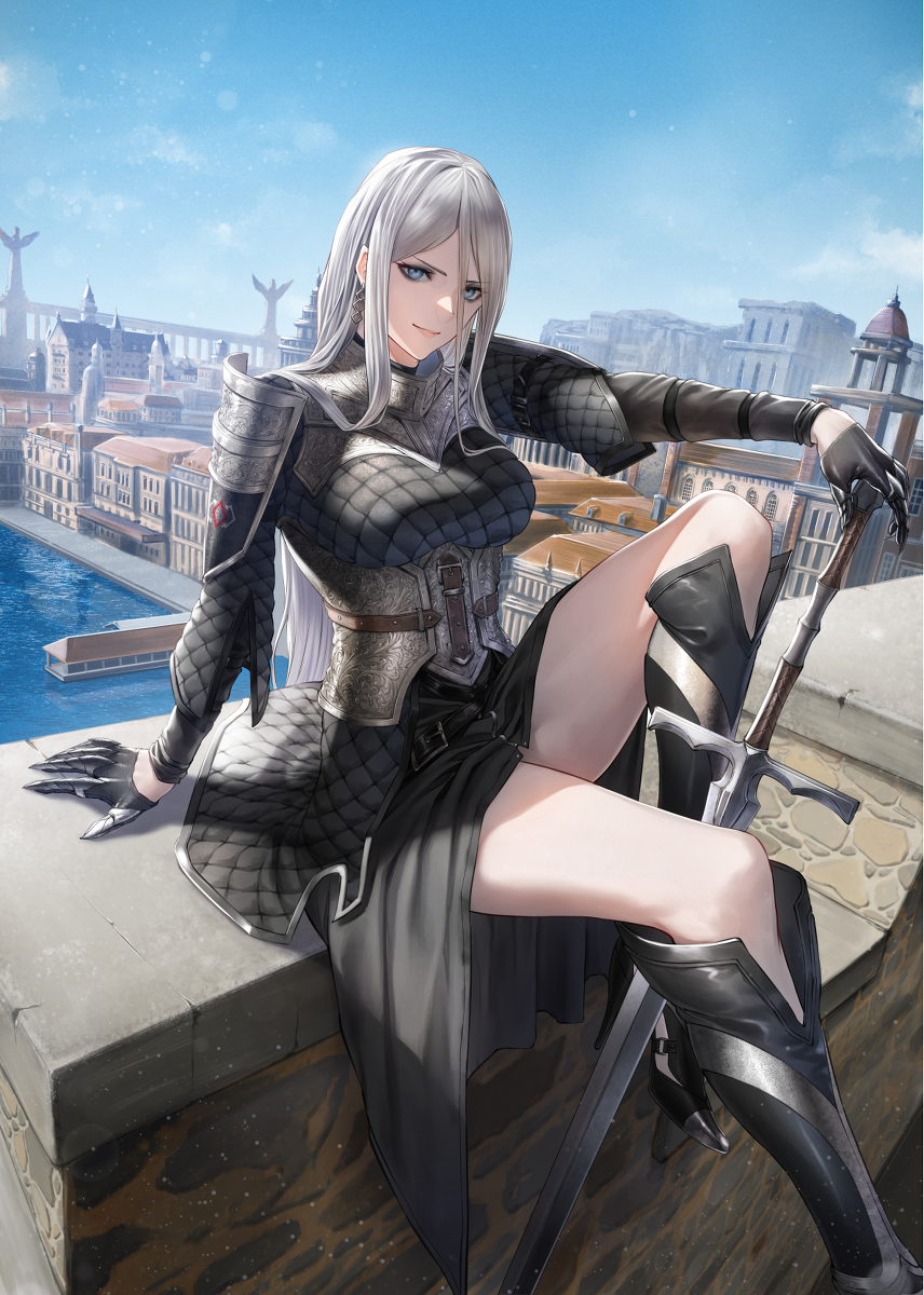 This is a pixiv picture whose title is 女騎士.