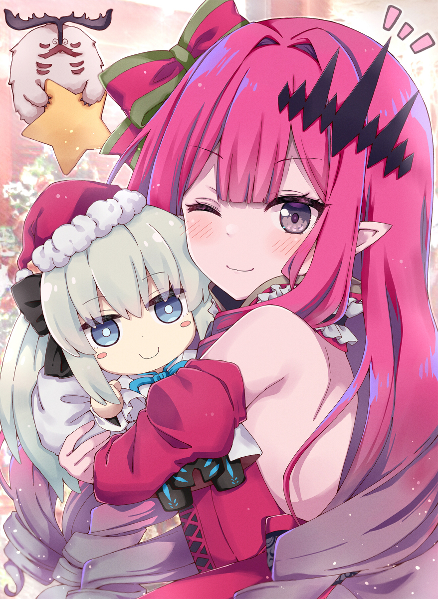 This is a pixiv picture whose title is トリ子とちっちゃなサンタモルガン.