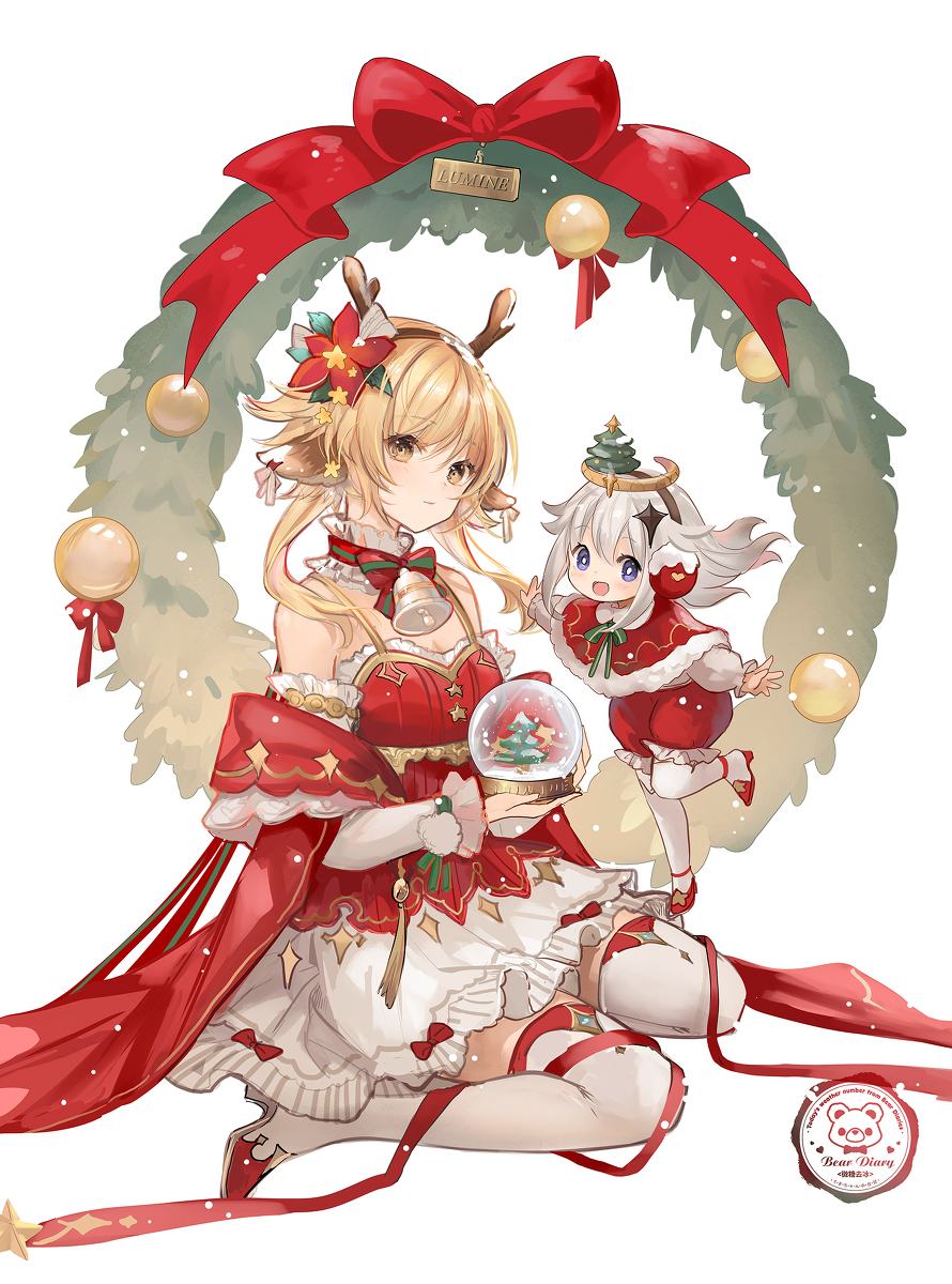 This is a pixiv picture whose title is 荧&派蒙.