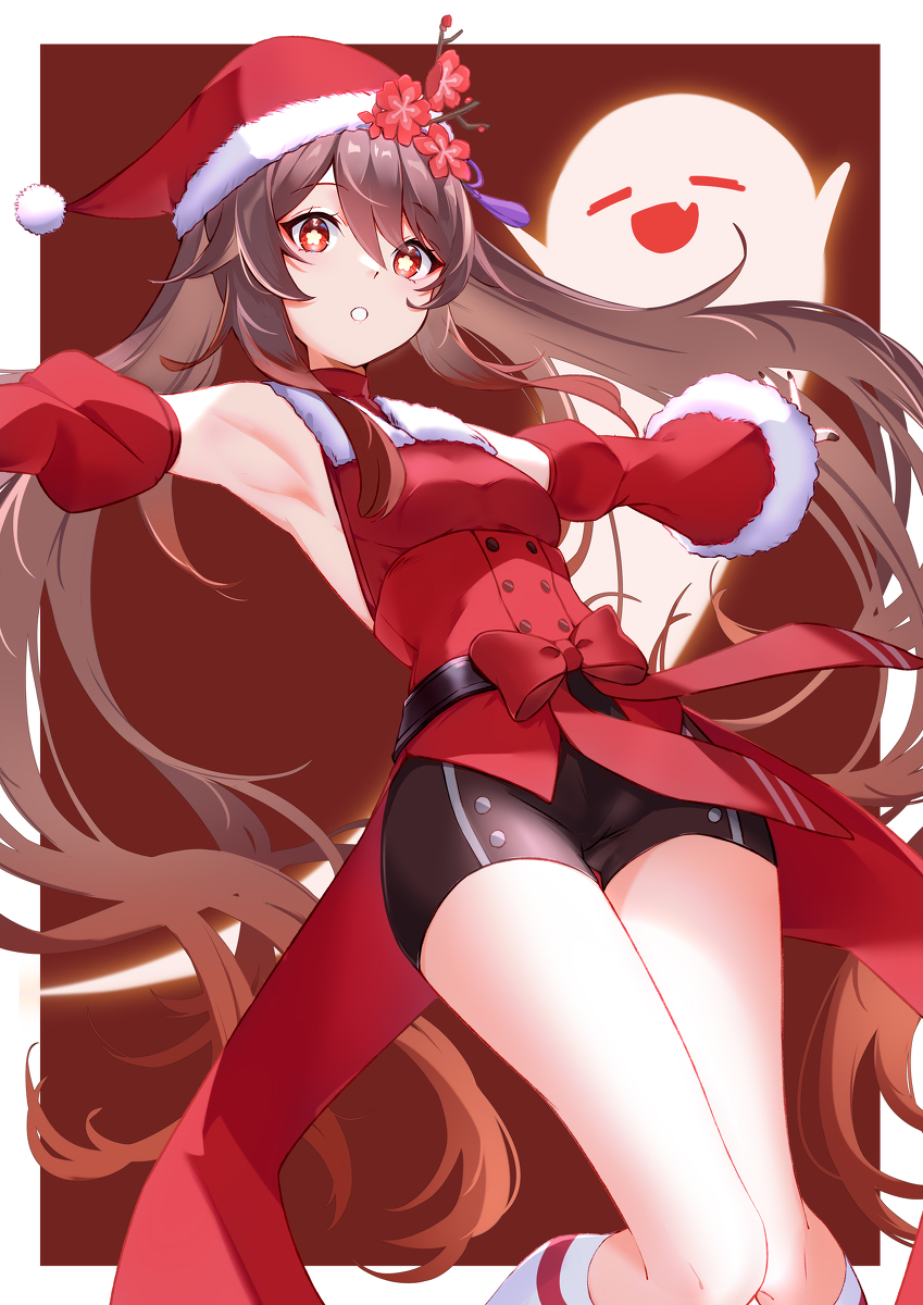 This is a pixiv picture whose title is 【原神】胡桃サンタ.