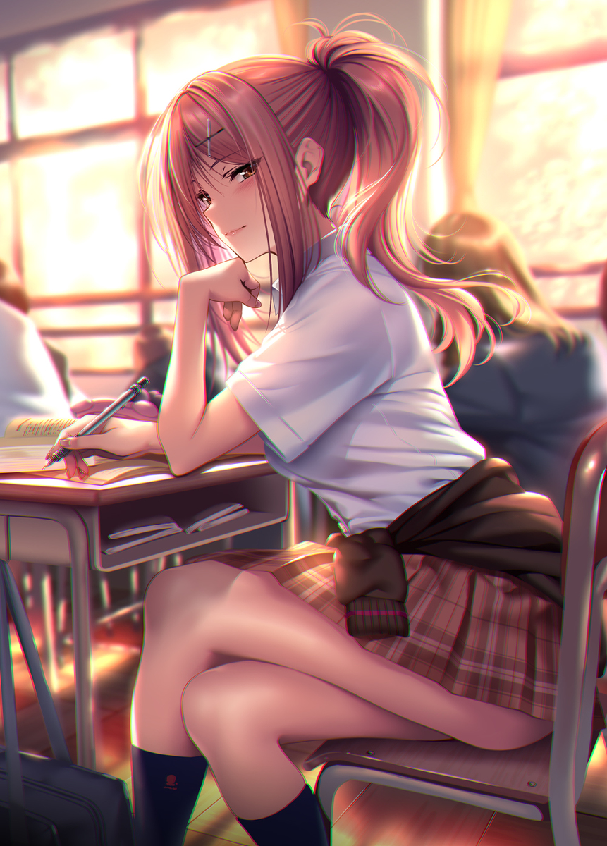 This is a pixiv picture whose title is 集中できない補習授業.