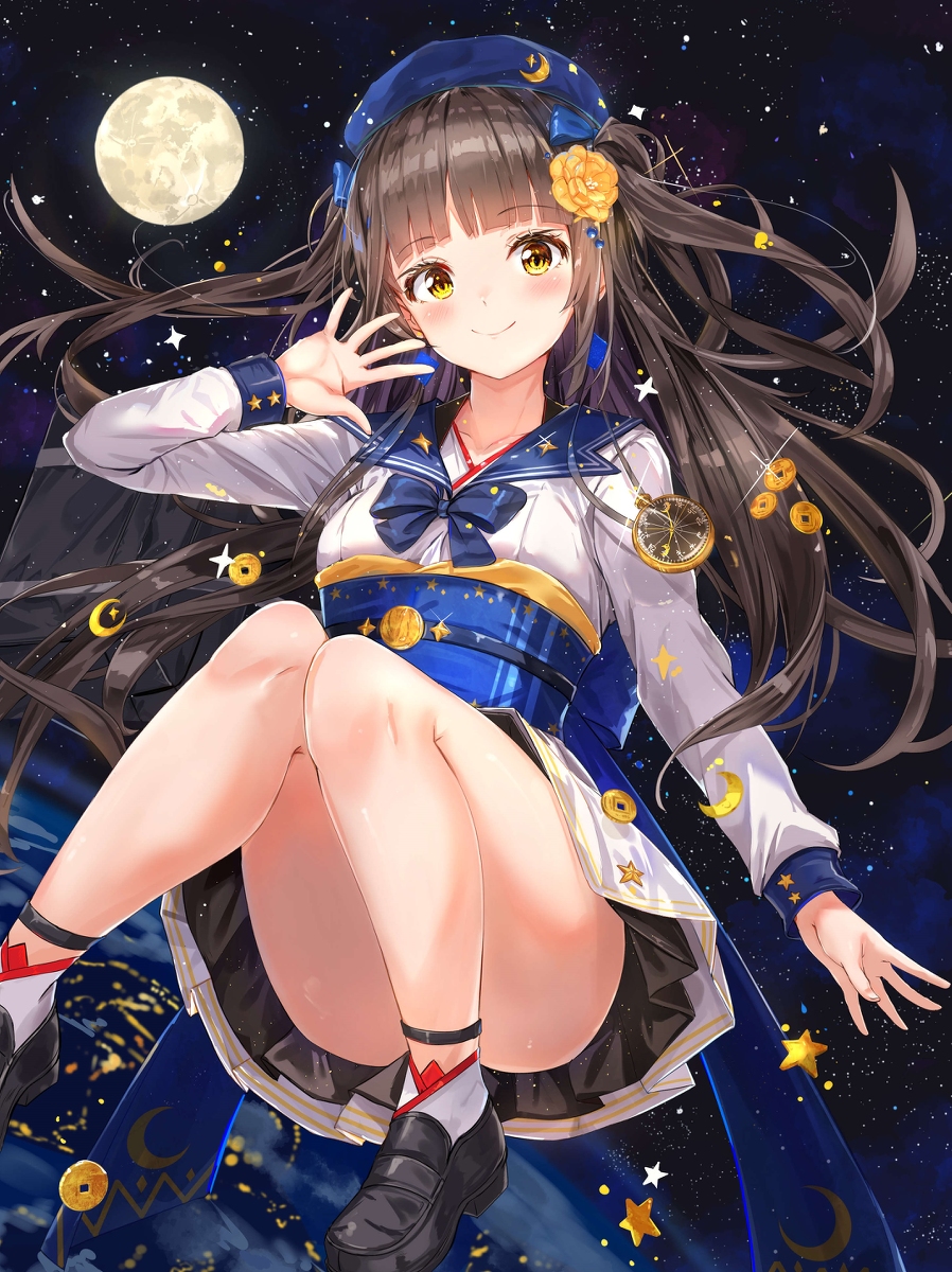 This is a pixiv picture whose title is 月からの転校生.