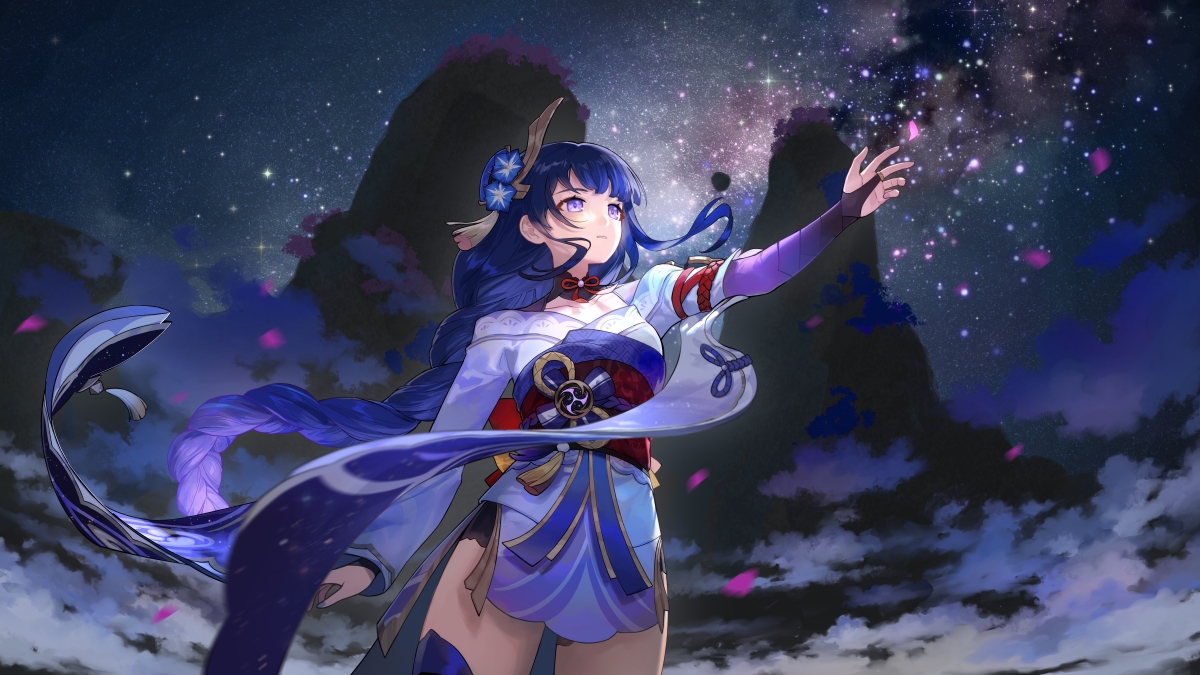This is a pixiv picture whose title is 提瓦特的星空.