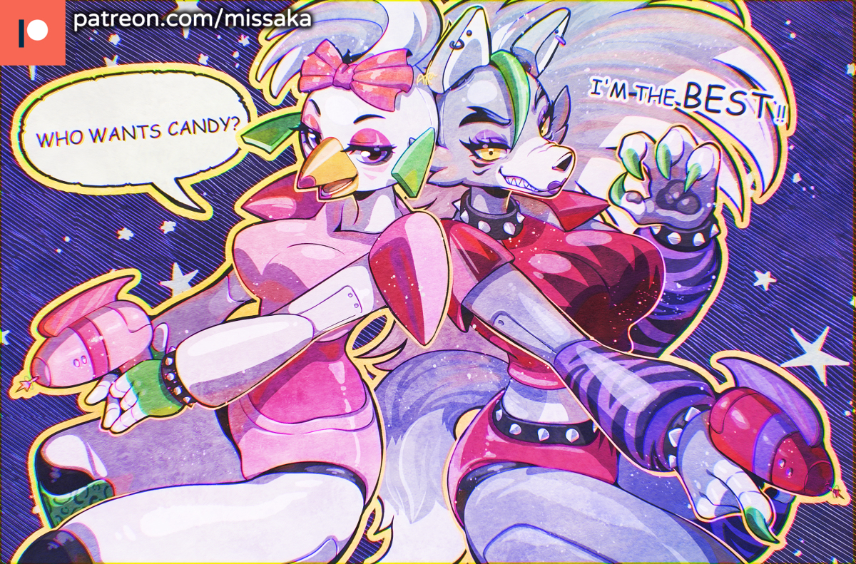 This is a pixiv picture whose title is Chica & Roxy.