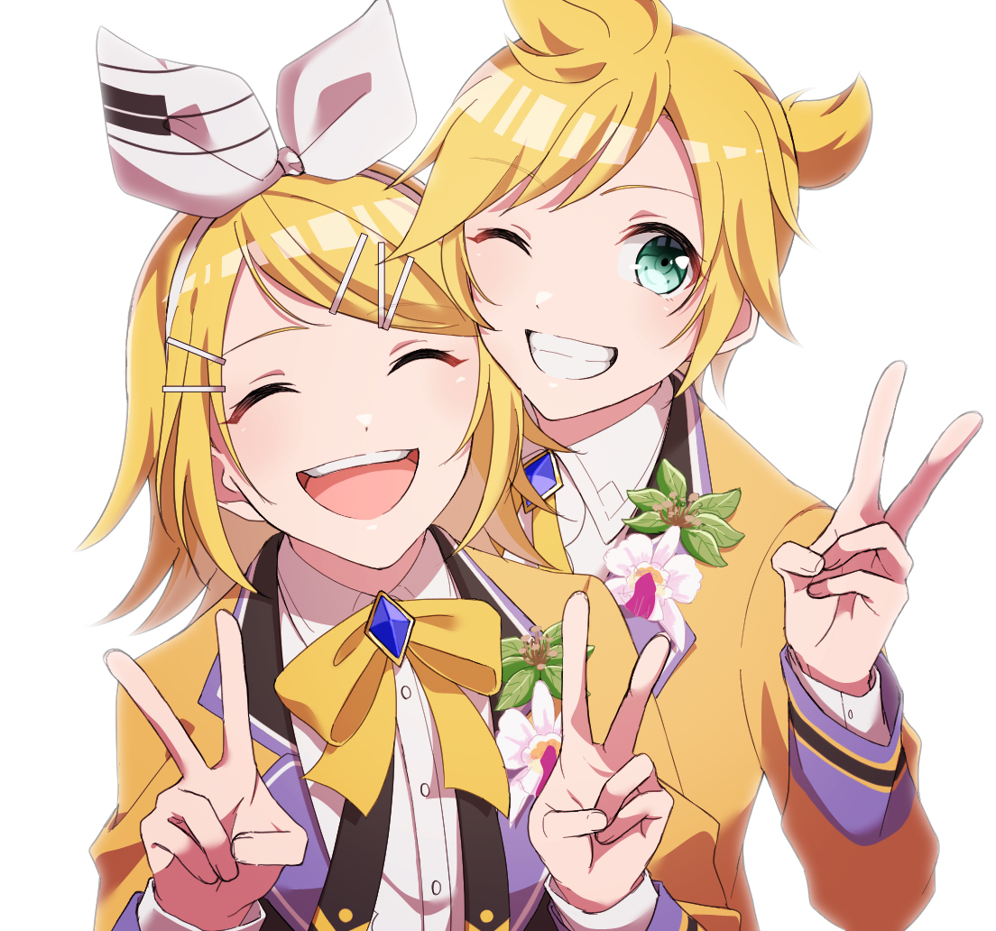 This is a pixiv picture whose title is 鏡音14誕おめでとう！.