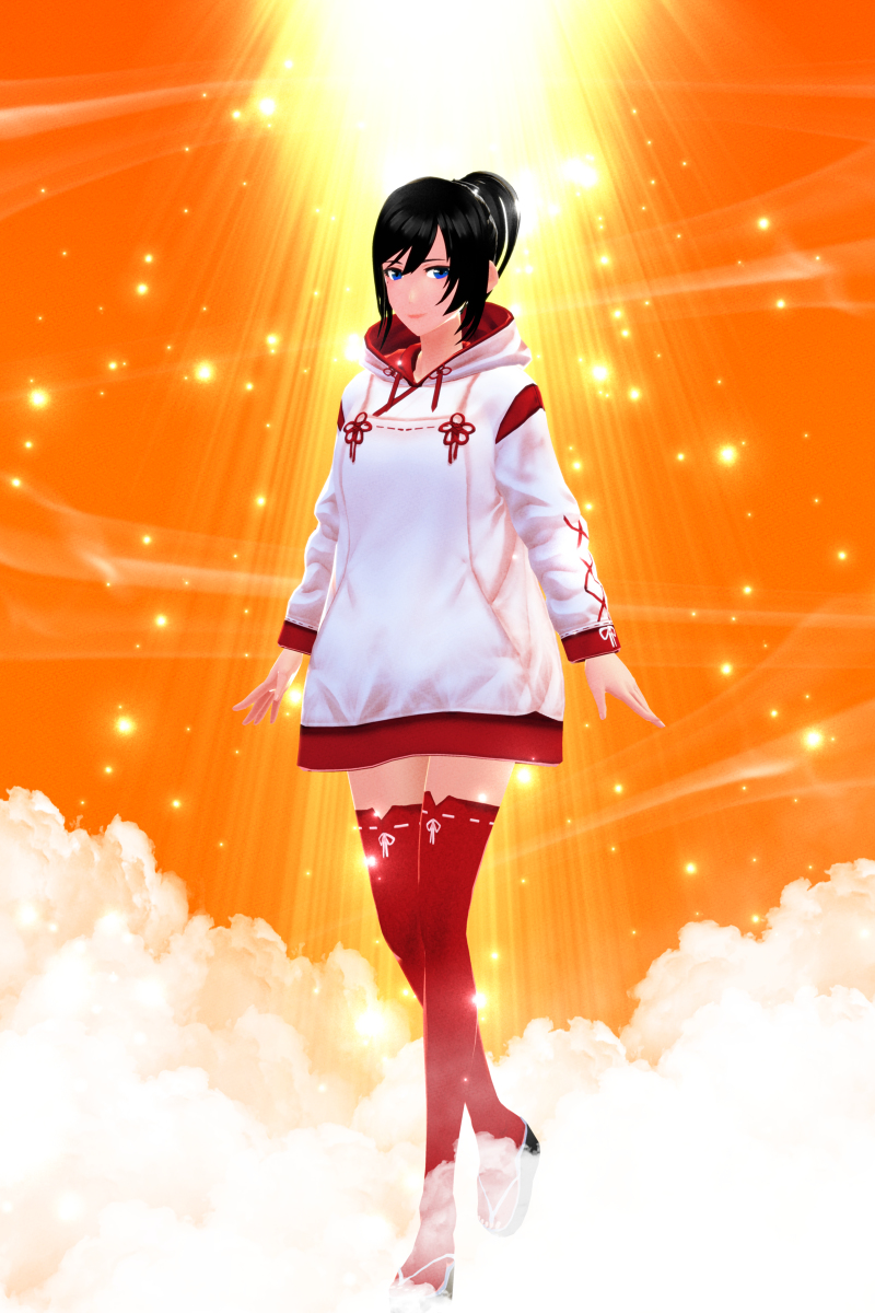 This is a pixiv picture whose title is 天空のカジュアル巫女.