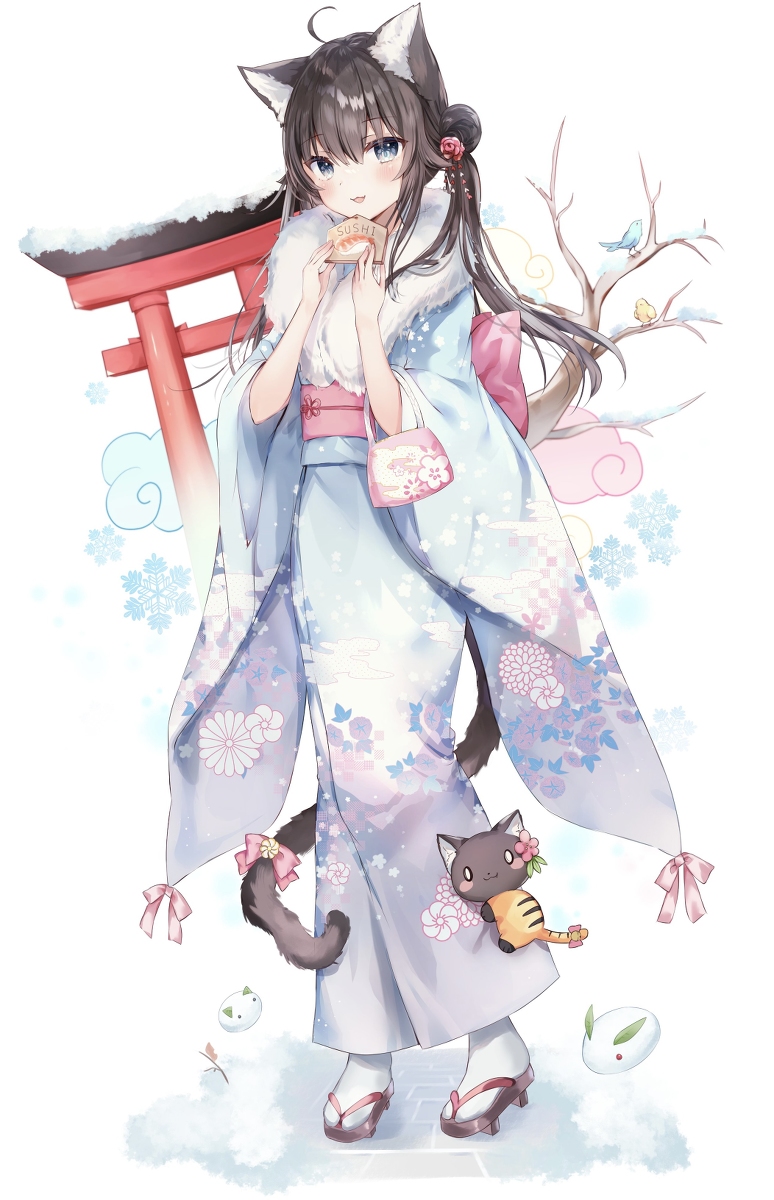 This is a pixiv picture whose title is 猫年.
