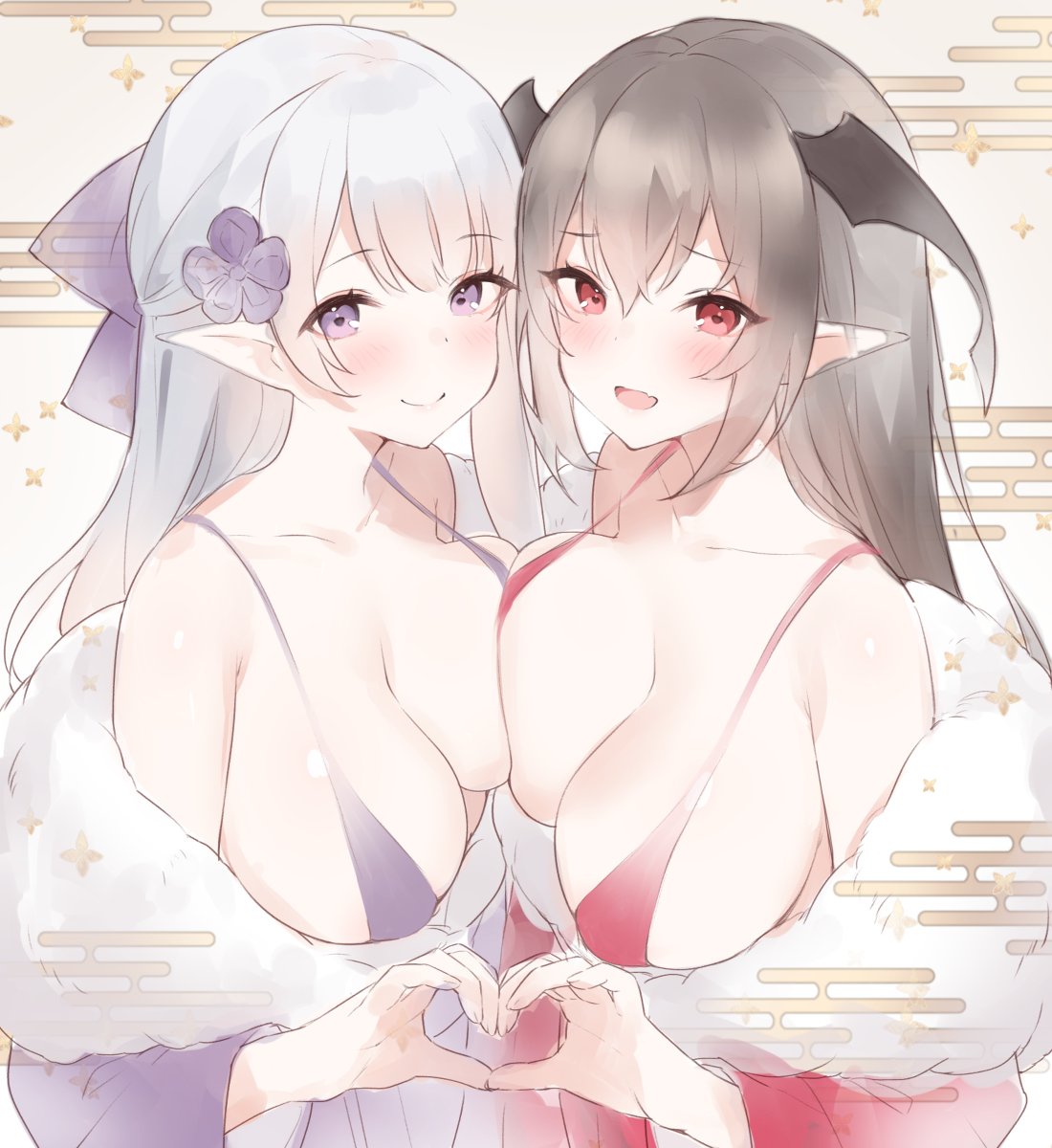 This is a pixiv picture whose title is あけおっぱい！.