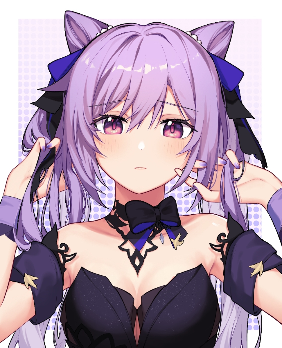 This is a pixiv picture whose title is 画了新皮肤的刻晴跟头发乱蓬蓬的绫华.