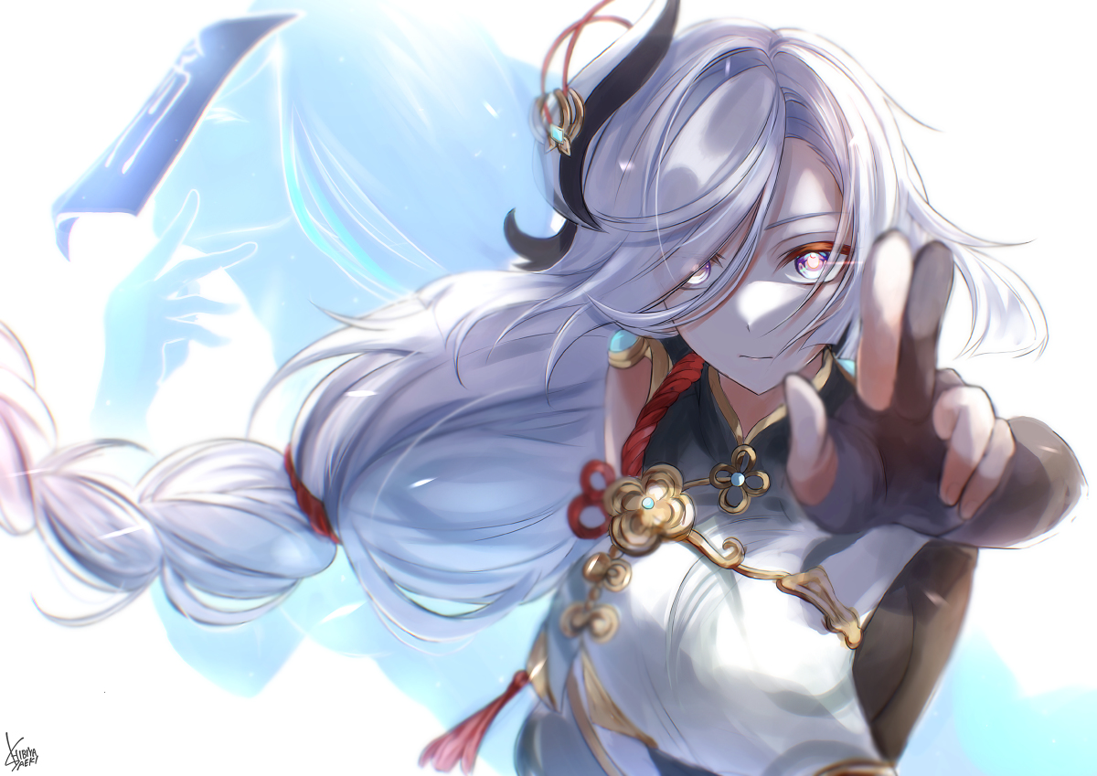 This is a pixiv picture whose title is 申鶴.