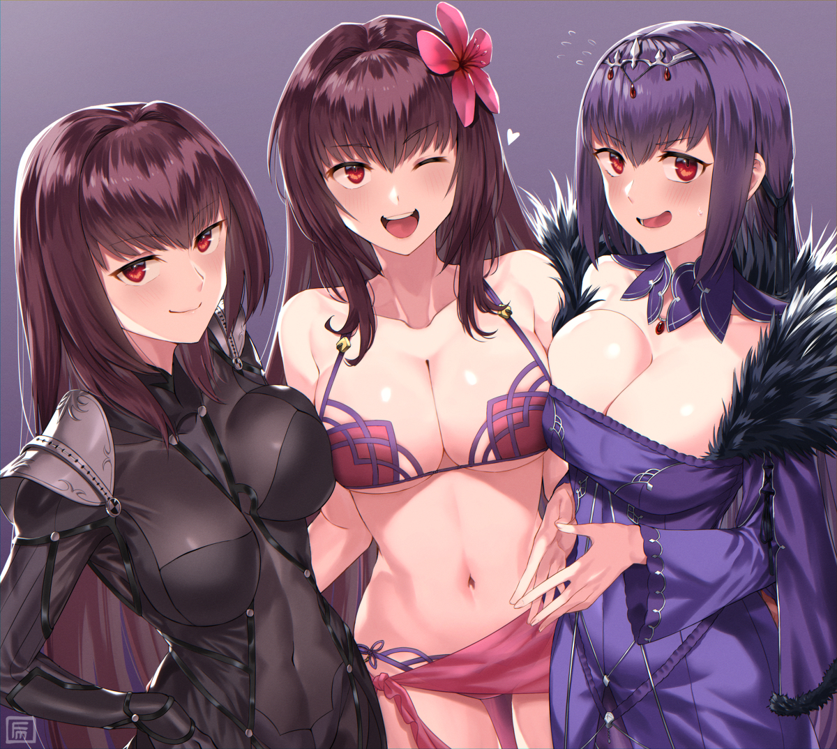 This is a pixiv picture whose title is 3人の師匠.