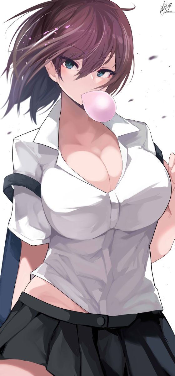 This is a pixiv picture whose title is クールだけどしっかり大きいボーイッシュJK.