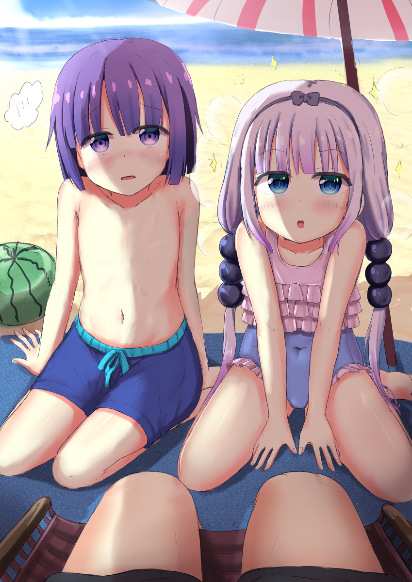 This is a pixiv picture whose title is [COM2022] 翔太&カンナ - 小林さんちのメイドラゴン.