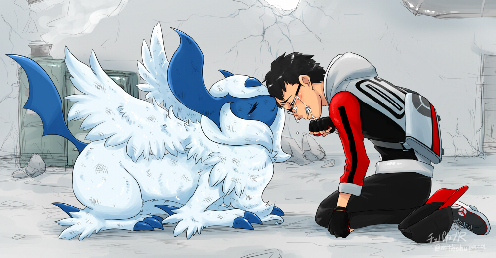This is a pixiv picture whose title is メガアブソルと少年.