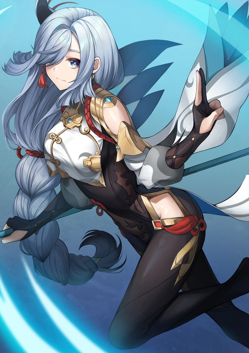 This is a pixiv picture whose title is 申鶴.