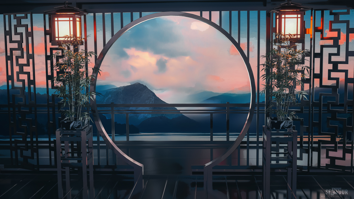 This is a pixiv picture whose title is 国风场景2.