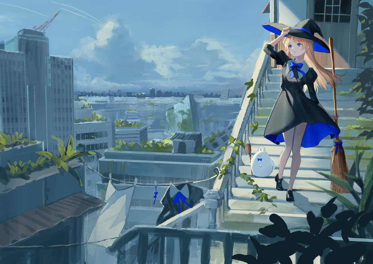 This is a pixiv picture whose title is 空への旅.