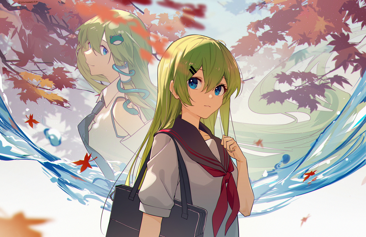 This is a pixiv picture whose title is 東風谷早苗.