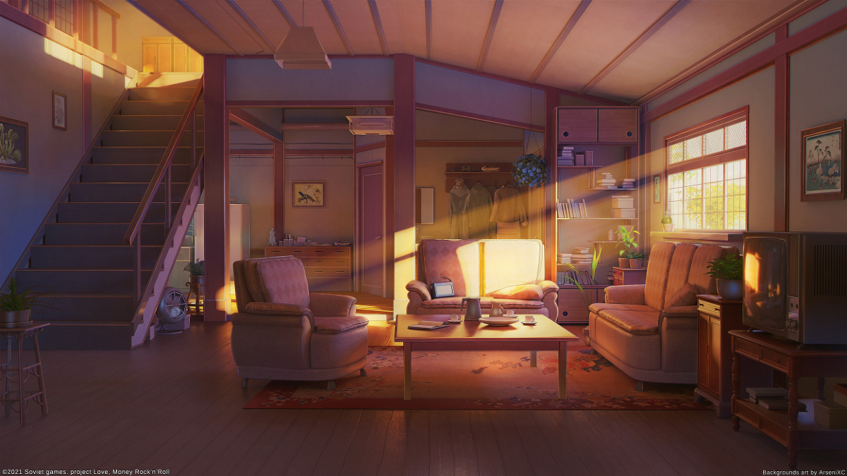 This is a pixiv picture whose title is Himitsu 家のインテリア  日没.