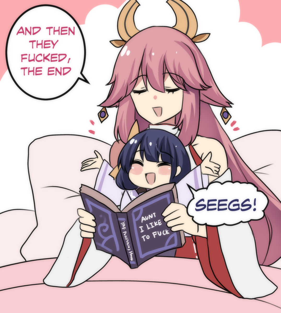 This is a pixiv picture whose title is Bed Time Story.