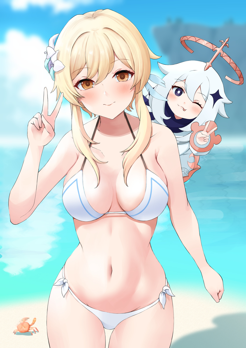 This is a pixiv picture whose title is 蛍&パイモン.