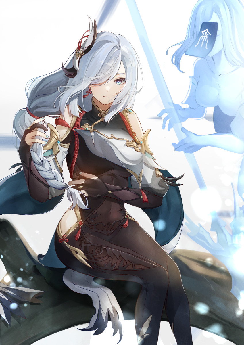 This is a pixiv picture whose title is 申鶴.