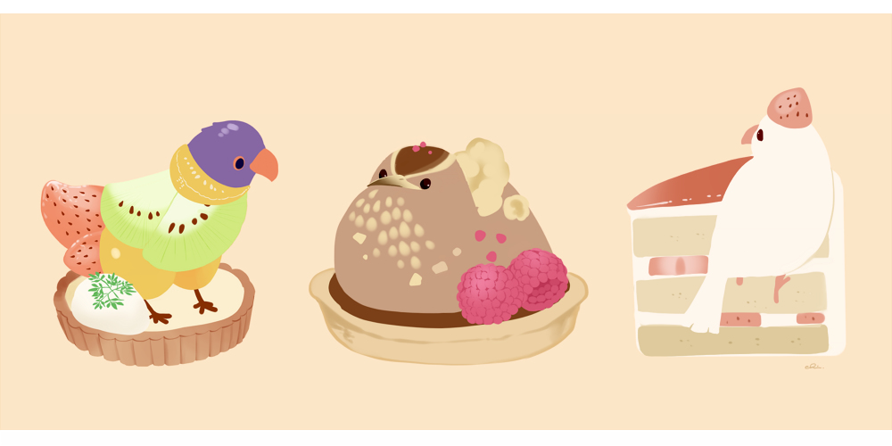 This is a pixiv picture whose title is 鳥ミニケーキ.