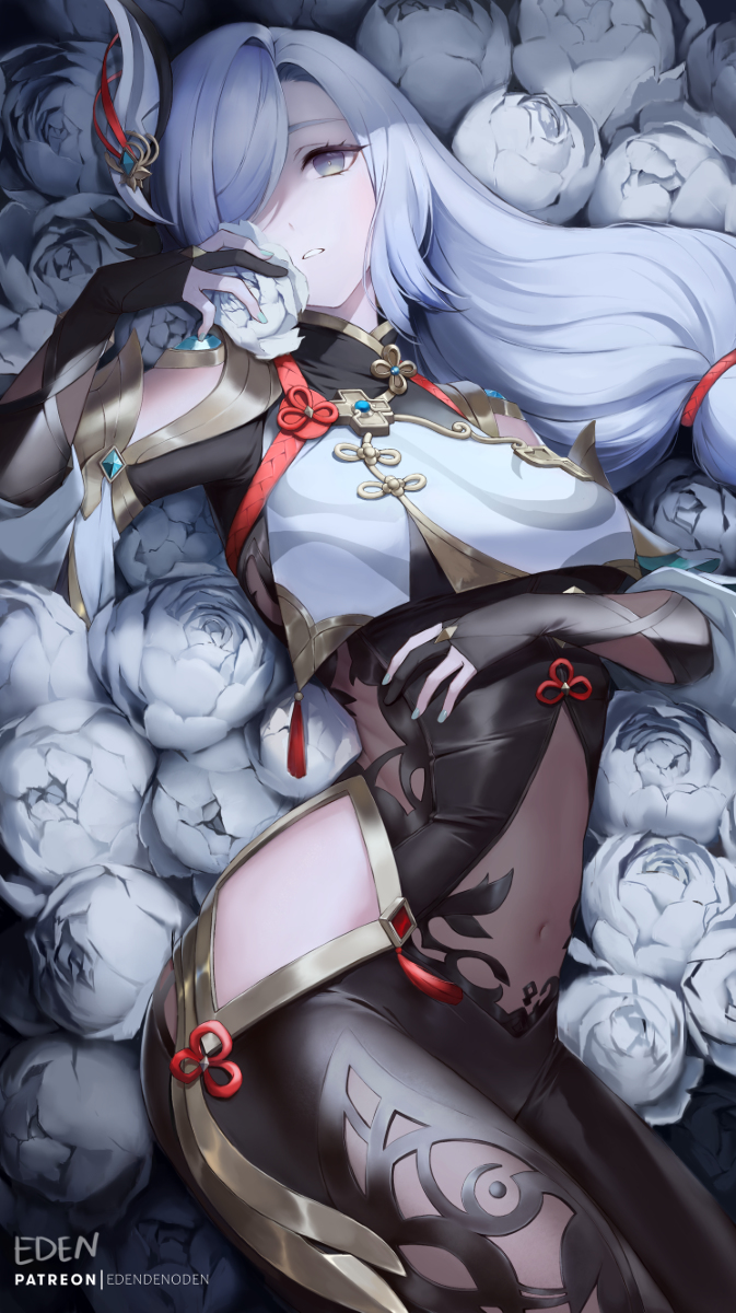 This is a pixiv picture whose title is 申鶴.