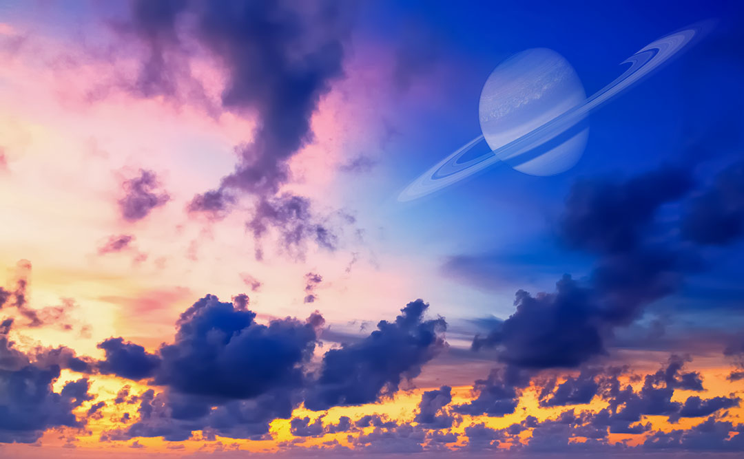 This is a pixiv picture whose title is 夕暮れの天体.