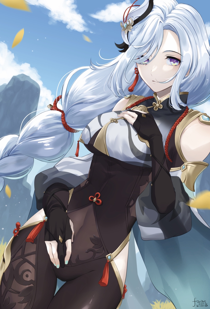 This is a pixiv picture whose title is 申鶴.