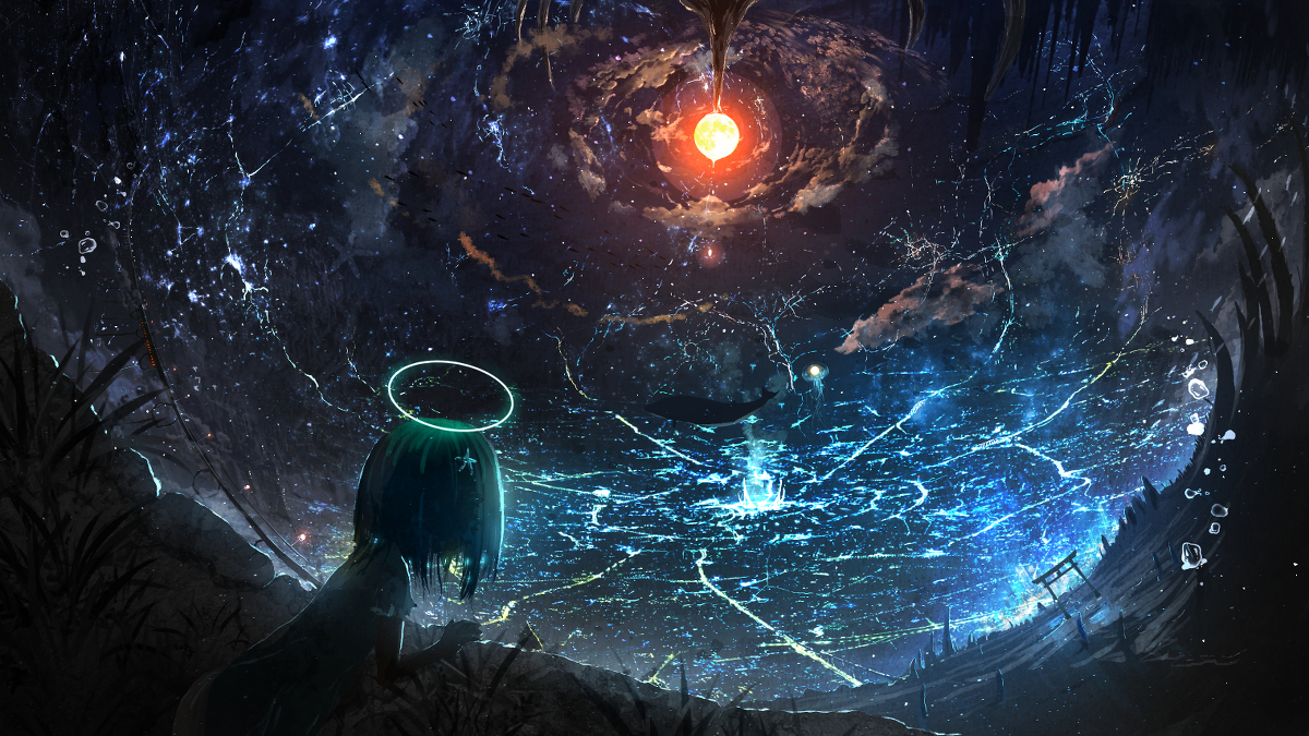 This is a pixiv picture whose title is 月のある地底界.