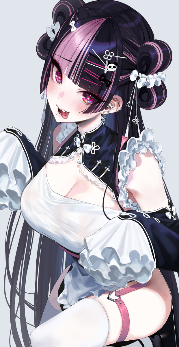 This is a pixiv picture whose title is 🖤🐼💜.