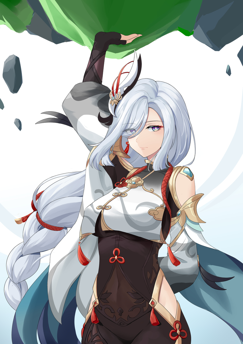 This is a pixiv picture whose title is 申鹤扛着浮生石走了.